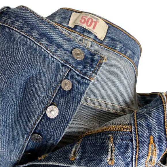 Levi's 501 Straight Leg Button Fly Mens Jeans Tag W42 L32 Blue Straight -W42xL - Picture 11 of 12